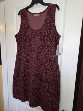 Athleta Burgendy Cotton Blend Sleeveless Shift Dress Sz 2X NWT